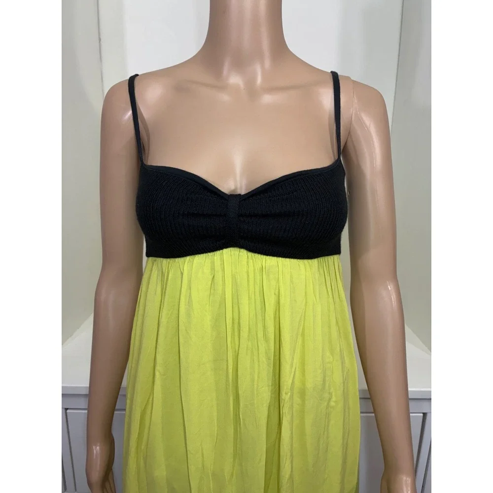 Woodleigh Womens Tie Dye Maxi Dress Black Yellow Green Knit Bodice Boho Small - Picture 7 of 8